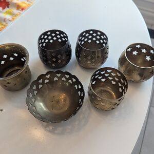 Lot Of 6 Brass Tealight Holders, Bowl Home Decor